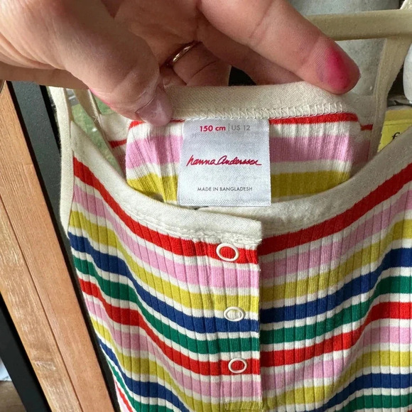 BUNDLE 2 Hanna Andersson Girls Striped Cami Fit & Flare Dress rainbow ribbed - Picture 4 of 7